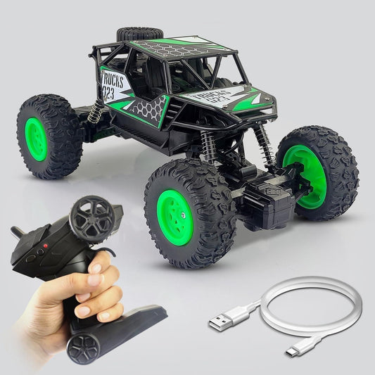 Rechargeable 4x4 Rock Crawling Rally Car – Green RC Monster Truck