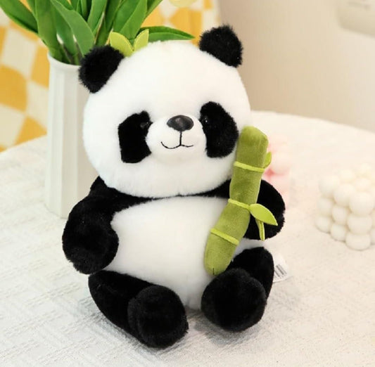 Cute Panda Plush with Bamboo – Soft Stuffed Animal Toy