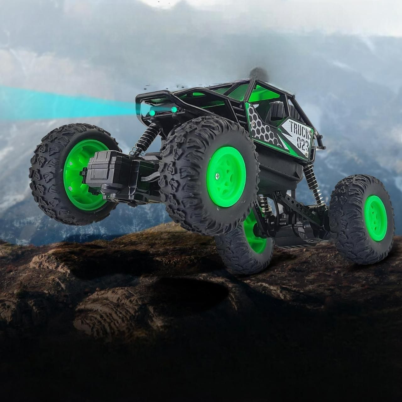 Rechargeable 4x4 Rock Crawling Rally Car – Green RC Monster Truck