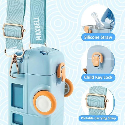 Kids Water Bottle with Strap – Leakproof Sipper & Straw, 500ml BPA-Free