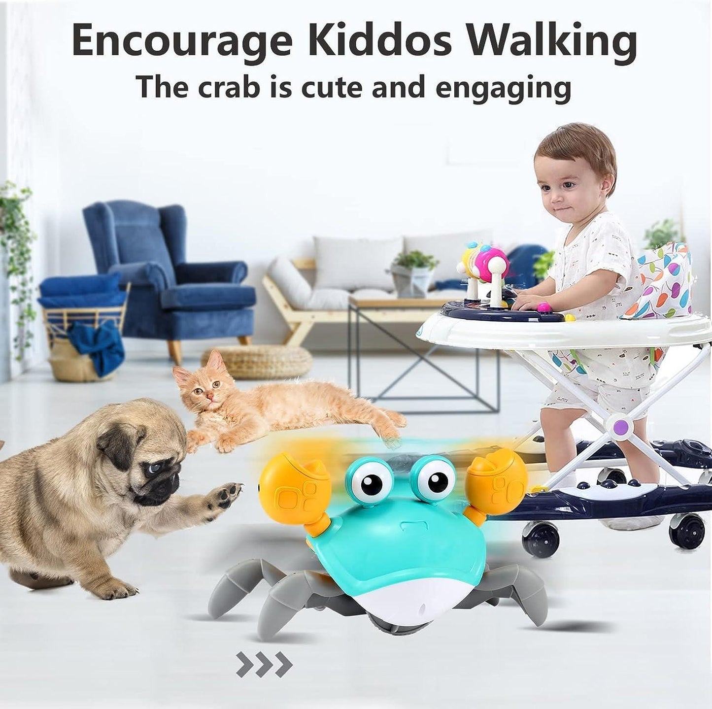Infant Crawling Crab Toy – Interactive Moving Baby Toy with Music & Lights