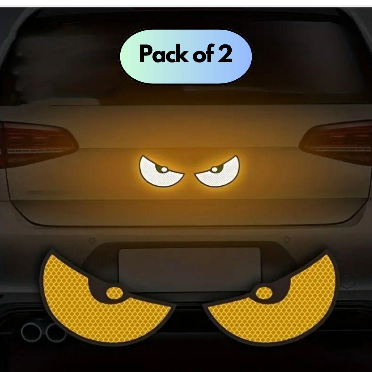 Monster Eyes Car Reflective Stickers – 4-Piece Set (Pack of 2)