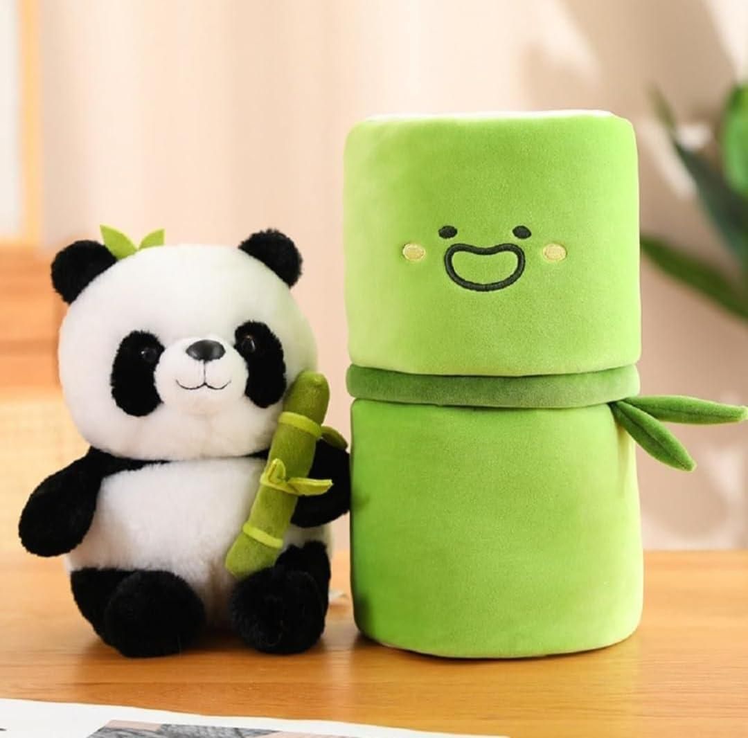 Cute Panda Plush with Bamboo – Soft Stuffed Animal Toy
