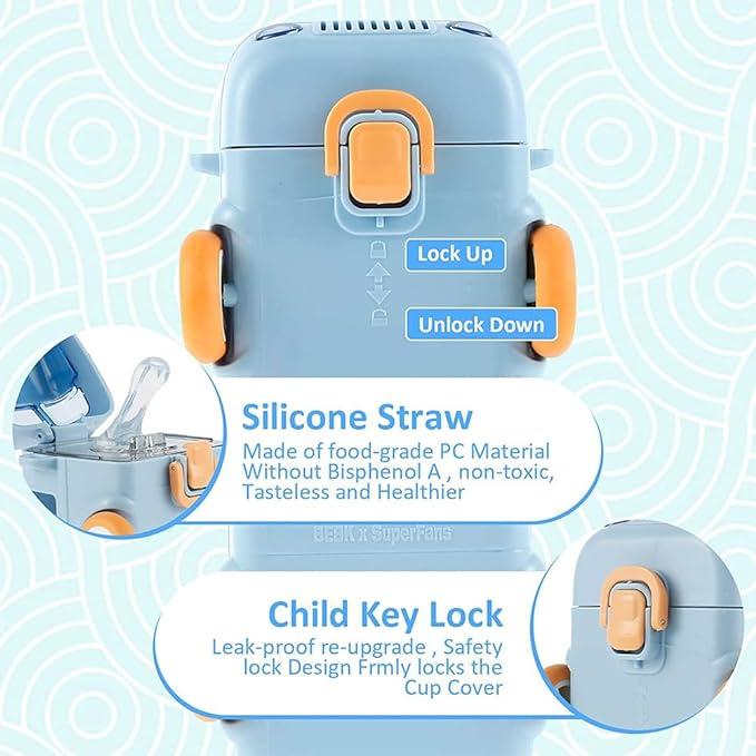 Kids Water Bottle with Strap – Leakproof Sipper & Straw, 500ml BPA-Free