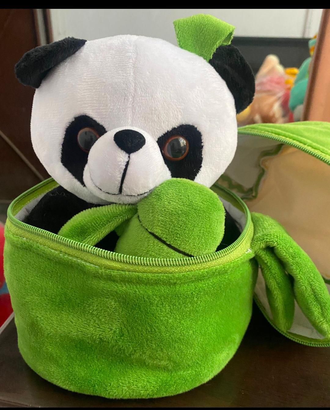 Cute Panda Plush with Bamboo – Soft Stuffed Animal Toy