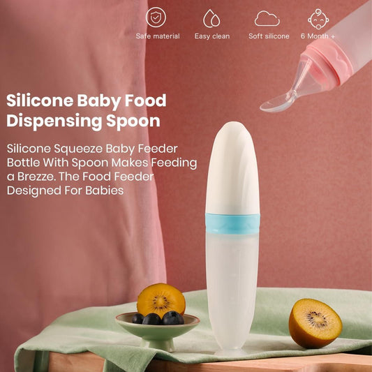Premium Baby Food Squeeze Feeder Spoon – Soft Silicone Bottle for Easy Feeding
