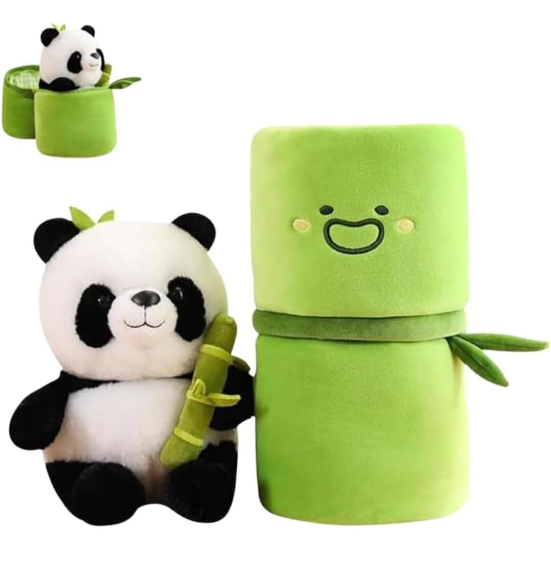 Cute Panda Plush with Bamboo – Soft Stuffed Animal Toy