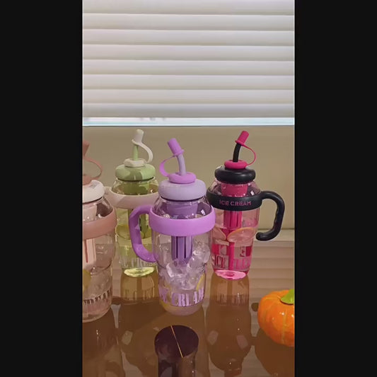 Water Bottle with Handle and Straw – Cute & Convenient Hydration Buddy!